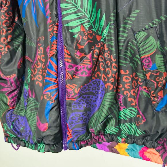 FARM RIO Crochet Patchwork Print Reversible Oversize Puffer Jacket Size Medium - Picture 16 of 16